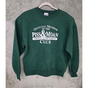 Vintage Chalk Line Piss & Moan About Everything Club Sweatshirt Green Mens L